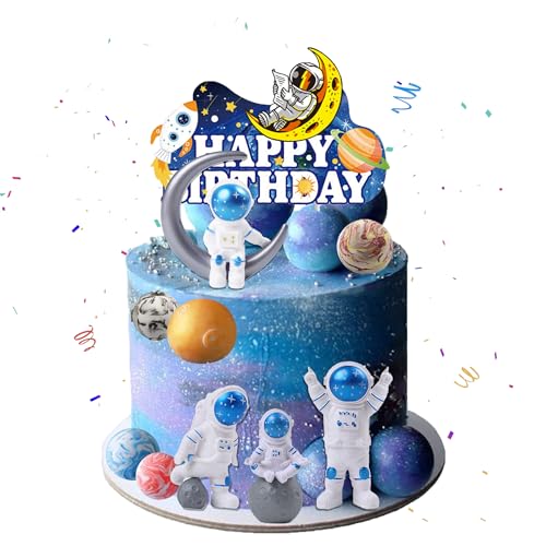 Astronauten Geburtstag Deko Weltraum Tortendeko - 10 Stück Astronauten Figur Modell Kuchendeko Planeten Cupcake Toppers Happy Birthday Kuchen Dekoration für Kindergeburtstag Party von Gleeve