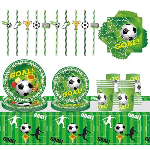 Fussball Geburtstag Deko Partygeschirr Set - 101 Stück Fußball Kindergeburtstag Party Zubehör Jungen Enthält Pappteller Dessertteller Servietten Tischdecke Strohhalme Pappbecher für 20 Gäste Fussball Geburtstag Deko Partygeschirr Set - 101 Stück Fußball Kindergeburtstag Party Zubehör Jungen Enthält Pappteller Dessertteller Servietten Tischdecke Strohhalme Pappbecher für 20 Gäste von Gleeve