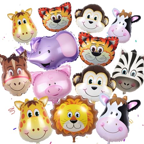 Waldtiere Geburtstag Deko Tier Luftballons - 13 Stück Tiere Ballons, Dschungel Tierballons, Elefant Löwe Tiger Zebra Affe Giraffe Folienballons Pferdeballons Geburtstagsdeko Waldtiere Geburtstag Deko Tier Luftballons - 13 Stück Tiere Ballons, Dschungel Tierballons, Elefant Löwe Tiger Zebra Affe Giraffe Folienballons Pferdeballons Geburtstagsdeko von Gleeve