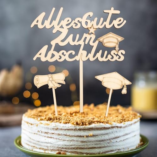 Gleevio Alles Gute zum Abschluss Tortendeko Holz, 3 Stück Graduation Cake Topper 2025 Abschluss Deko Torten, Graduation Hat Cupcake Topper, Tortendeko Abitur 2025, Kuchen Deko für Abschlussfeier Gleevio Alles Gute zum Abschluss Tortendeko Holz, 3 Stück Graduation Cake Topper 2025 Abschluss Deko Torten, Graduation Hat Cupcake Topper, Tortendeko Abitur 2025, Kuchen Deko für Abschlussfeier von Gleevio