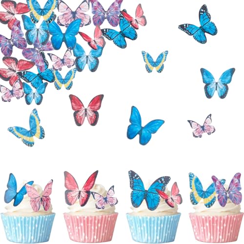 Gleevio Essbare Schmetterlinge für Torte Bunt, 40 Stück Tortendeko Schmetterlinge Esspapier, Schmetterling Deko Torte Geburtstag, Schmetterling Kuchen Deko Essbar, Hochzeit Muffin Deko Essbar Gleevio Essbare Schmetterlinge für Torte Bunt, 40 Stück Tortendeko Schmetterlinge Esspapier, Schmetterling Deko Torte Geburtstag, Schmetterling Kuchen Deko Essbar, Hochzeit Muffin Deko Essbar von Gleevio