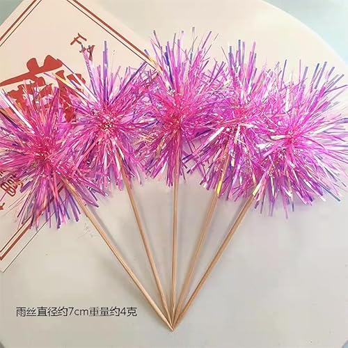 Gleevio Feuerwerk Cupcake Topper aus Folie (Rosérot Quasten) von Gleevio