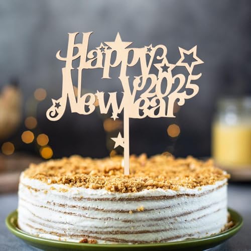 Gleevio Holz Cake Topper Happy New Year 2025, Silvester Deko Tortendeko, Kuchendeko Neujahr, Torten Topper, Deko Kuchen Gleevio Holz Cake Topper Happy New Year 2025, Silvester Deko Tortendeko, Kuchendeko Neujahr, Torten Topper, Deko Kuchen von Gleevio