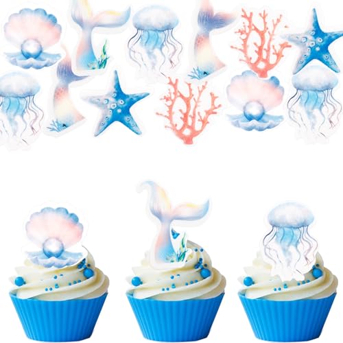 Gleevio Meerjungfrau Tortendeko Essbar 48 Stück Meerjungfrau Cupcake Topper, Meerjungfrauen Kuchen Deko Essbar, Esspapier Tortendeko Geburtstag, Ozean Muffin Deko für Kindergeburtstag Hochzeit Gleevio Meerjungfrau Tortendeko Essbar 48 Stück Meerjungfrau Cupcake Topper, Meerjungfrauen Kuchen Deko Essbar, Esspapier Tortendeko Geburtstag, Ozean Muffin Deko für Kindergeburtstag Hochzeit von Gleevio