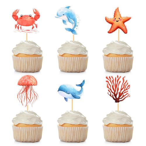 Gleevio Ozean Cupcake-Topper, 24 Stück für Kindergeburtstag, Meeresparty, Taufe Gleevio Ozean Cupcake-Topper, 24 Stück für Kindergeburtstag, Meeresparty, Taufe von Gleevio