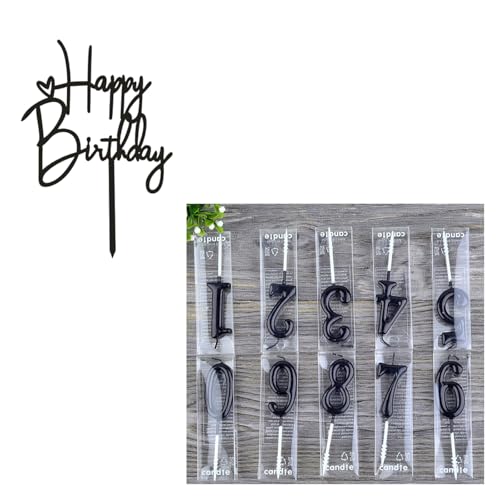Gleevio Schwarz Geburtstag Tortendekoration Set,mit 10 Zahlenkerzen 0-9 Gleevio Schwarz Geburtstag Tortendekoration Set,mit 10 Zahlenkerzen 0-9 von Gleevio