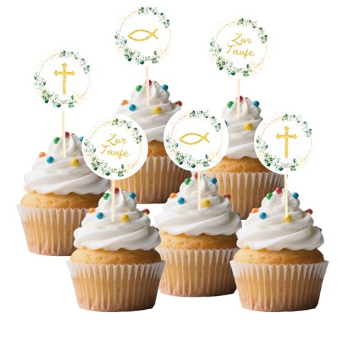 Gleevio Tortendeko Taufe Deko Torte, Cupcake Topper Taufe Deko Junge Mädchen, Kreuzen Kuchen Dekoration 5cm, Eukalyptus Fisch Tortendeko Kommunion, Kreu Kuchendeko Taufdeko Grün Gleevio Tortendeko Taufe Deko Torte, Cupcake Topper Taufe Deko Junge Mädchen, Kreuzen Kuchen Dekoration 5cm, Eukalyptus Fisch Tortendeko Kommunion, Kreu Kuchendeko Taufdeko Grün von Gleevio