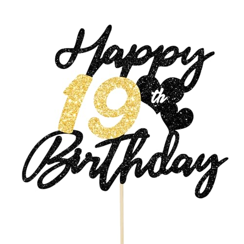 Gleevio Tortendeko 19 Geburtstag Mann Frau,Glitzer Happy 19th Birthday Kuchen Deko,Cake Topper 19 Geburstag Deko, Alles Gute zum Geburtstag 19 Jahre Tortendeko,2006 Kuchen Topper 16cm Schwarz Gold Gleevio Tortendeko 19 Geburtstag Mann Frau,Glitzer Happy 19th Birthday Kuchen Deko,Cake Topper 19 Geburstag Deko, Alles Gute zum Geburtstag 19 Jahre Tortendeko,2006 Kuchen Topper 16cm Schwarz Gold von Gleevio