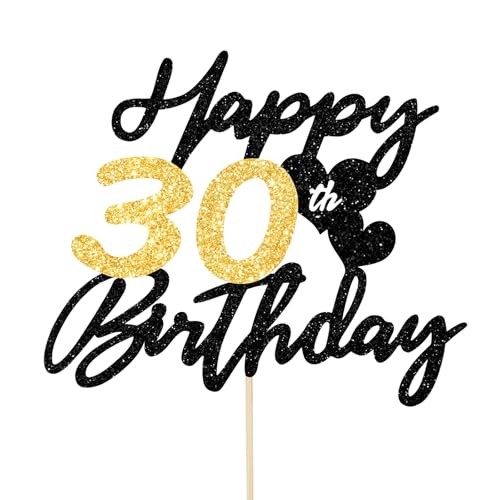 Gleevio Tortendeko 30 Geburtstag Mann Frau,Glitzer Happy 30th Birthday Kuchen Deko,Cake Topper 30 Geburstag Deko, Alles Gute zum Geburtstag 30 Jahre Tortendeko,1995 Kuchen Topper 16cm Schwarz Gold Gleevio Tortendeko 30 Geburtstag Mann Frau,Glitzer Happy 30th Birthday Kuchen Deko,Cake Topper 30 Geburstag Deko, Alles Gute zum Geburtstag 30 Jahre Tortendeko,1995 Kuchen Topper 16cm Schwarz Gold von Gleevio