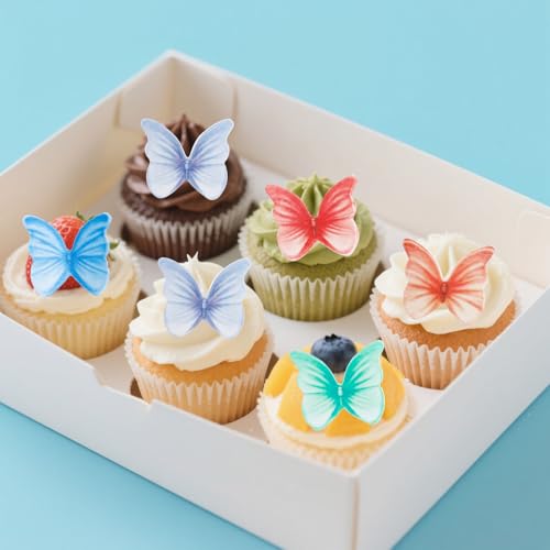 Gleevio Essbare Schmetterling Tortendeko, 48 Stück Essbare Schmetterlinge für Torte,Esspapier Schmetterlinge Deko Torte, Muffin Deko Schmetterling Kuchen Deko Essbar, Geburtstage Tortendeko Essbar Gleevio Essbare Schmetterling Tortendeko, 48 Stück Essbare Schmetterlinge für Torte,Esspapier Schmetterlinge Deko Torte, Muffin Deko Schmetterling Kuchen Deko Essbar, Geburtstage Tortendeko Essbar von Gleevio