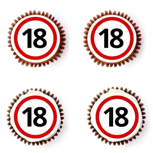 Gleevio Essbare Verkehrszeichen Tortendeko 18 Geburtstag Junge Mädchen,48 Stück Essbare Cupcake Deko 18.Geburtstag Deko,Cupcake Topper 18. Geburtstagdeko,2007 Kuchendeko 18 Jahre Torten Topper von Gleevio
