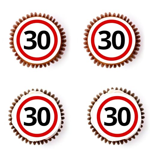 Gleevio Essbare Verkehrszeichen Tortendeko 30 Geburtstag Mann Frau,48 Stück Essbare Cupcake Deko 30.Geburtstag Deko,Cupcake Topper 30. Geburtstagdeko,1995 Kuchendeko 30 Jahre Torten Topper von Gleevio