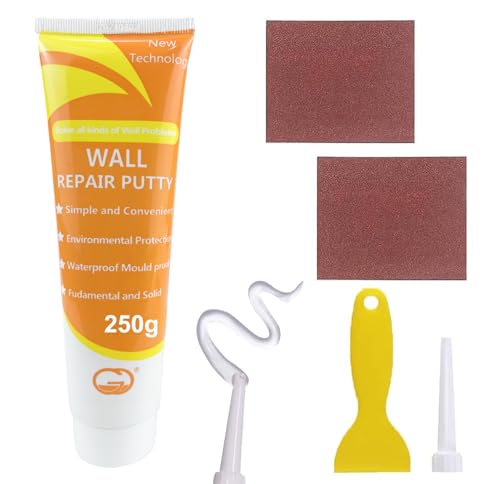 Wandreparaturcreme, 250g Fertig Spachtelmasse Weiß Wand,Wandausbesserungs Paste, Grosse Kapazität Trockenbauflicken Reparaturset mit Schaber, Wandlochfüller, Schnell für die Reparatur von Rissen Wandreparaturcreme, 250g Fertig Spachtelmasse Weiß Wand,Wandausbesserungs Paste, Grosse Kapazität Trockenbauflicken Reparaturset mit Schaber, Wandlochfüller, Schnell für die Reparatur von Rissen von Gleeya