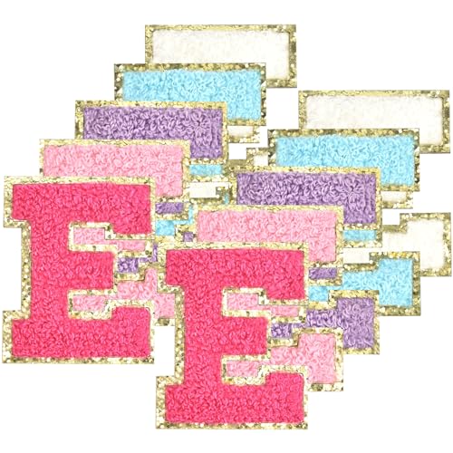 Gleihow Selbstklebende Chenille-Buchstaben-Patches zum Aufbügeln auf Varsity Preppy Letter Patches zum Aufkleben auf Glitzer Fuzzy Buchstaben für Kleidung Tasche Laptop Handy Hülle (E) von Gleihow