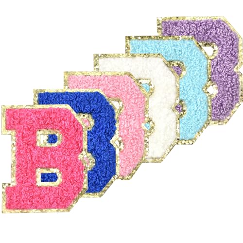 Selbstklebende Chenille-Buchstaben-Patches zum Aufbügeln auf Varsity Preppy Letter Patches zum Aufkleben auf Glitzer Fuzzy Buchstaben für Kleidung Tasche Laptop Handy Hülle (gemischte Farben, B) von Gleihow