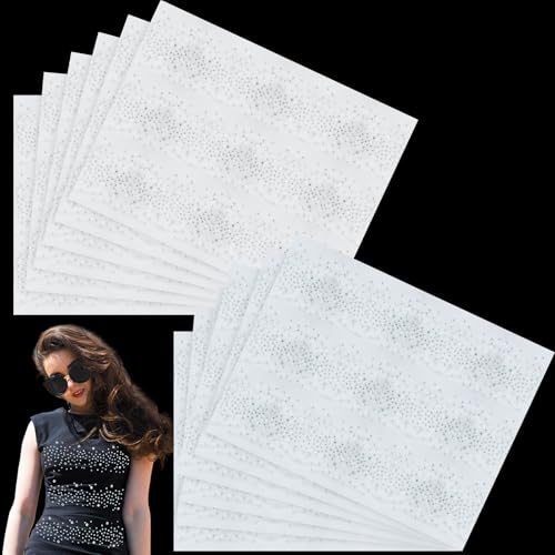 Glenmal 12 Blatt Bügelbilder Strass Blätter Kristall Transfers Glitzer Hotfix Strass Abziehbilder Hot Melt Patches in 2 Stilen für Kleidung Handwerk DIY Dekor (Moderner Stil) von Glenmal