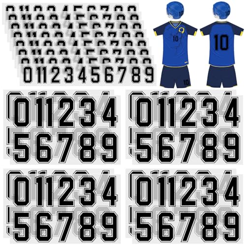 Glenmal 176 Blatt 1936 Stück Bügelnummern für Trikot T-Shirt Wärmeübertragung Zahlen 0-9 für Stoff Kleidung Sporttrikot Helm Fußball Basketball Baseball DIY Team Uniform (schwarz) von Glenmal