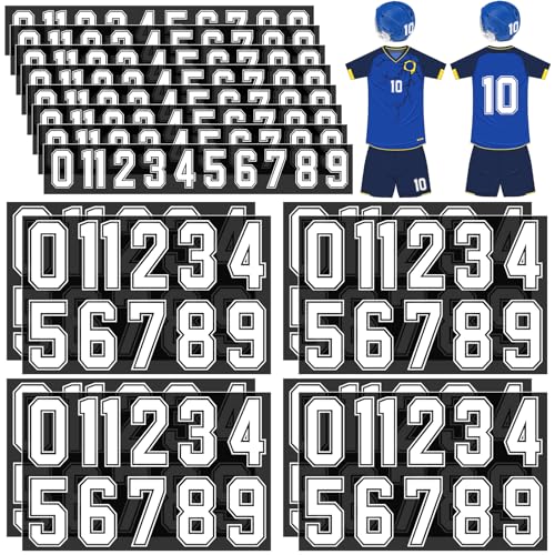 Glenmal 176 Blatt 1936 Stück Bügelnummern für Trikot T-Shirt Wärmeübertragung Zahlen 0-9 für Stoffkleidung Sporttrikot Helm Fußball Basketball Baseball DIY Teamuniform (weiß) von Glenmal