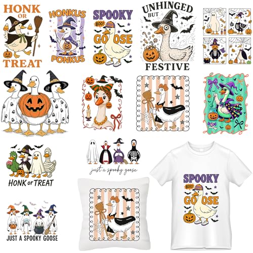 Glenmal 24 Blatt Halloween Gans Bügelbilder DTF Transfers Ready to Press Halloween Goose Patches für T-Shirts Leinwand Tasche Kissen Hoodie DIY Handwerk Dekoration Glenmal 24 Blatt Halloween Gans Bügelbilder DTF Transfers Ready to Press Halloween Goose Patches für T-Shirts Leinwand Tasche Kissen Hoodie DIY Handwerk Dekoration von Glenmal