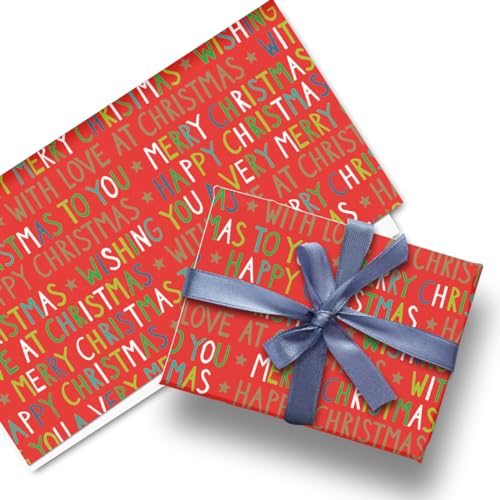 Glick Geschenkpapier für Weihnachten, gefaltet, 3 Bögen, Rot von Glick