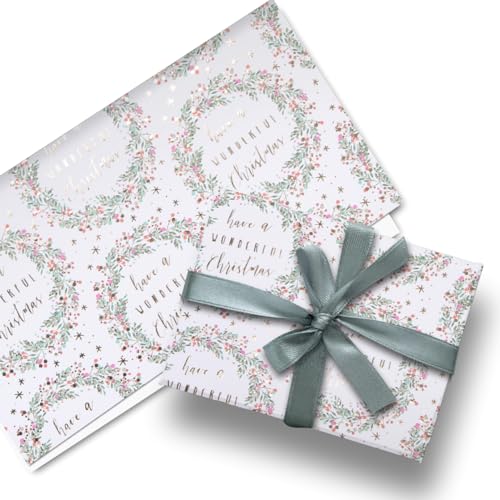 Glick Geschenkpapier für Weihnachten, gefaltet, 3 Bögen, wunderbarer Kranz, Weiß von Glick