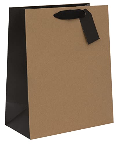 Glick Luxuriöse Geschenktüte, große Geburtstagsgeschenktüte, Feiern-Geschenktüte, gerippte Geschenktüte, Geschenkverpackung, schwarz, 260 x 315 x 135 mm (B x H x T) von Glick