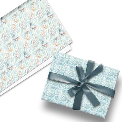 Glick Luxus Flat Wrap, Drei Blätter Doppelseitiges Fisch-Geschenkpapier, Perfekt für Geschenkverpackungen, Geburtstags-Geschenkpapier, Geschenkpapier für Koi-Karpfen-Fans, Türkis Glick Luxus Flat Wrap, Drei Blätter Doppelseitiges Fisch-Geschenkpapier, Perfekt für Geschenkverpackungen, Geburtstags-Geschenkpapier, Geschenkpapier für Koi-Karpfen-Fans, Türkis von Glick