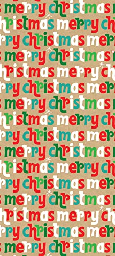 Glick Luxuriöses Weihnachts-Seidenpapier, vier Bögen Weihnachtstext, jedes Blatt 70 x 50 cm wenn geöffnet, Kraftpapier, rot, grün von Glick