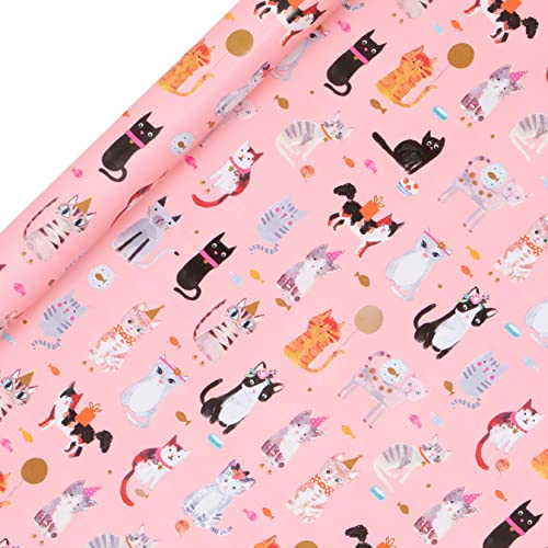 Glick Luxury Roll Wrap, Whiskers Geschenkpapier, 4 Meter x 70 cm, Rosa von Glick