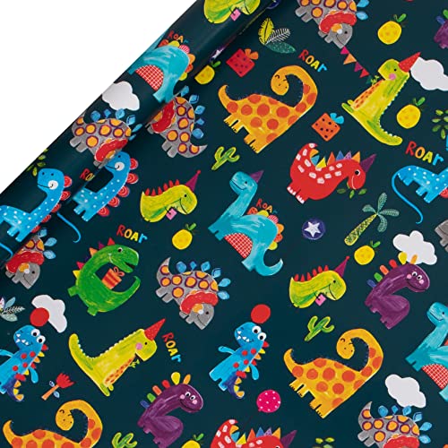 Glick Luxus-Geschenkpapier mit Dinosaurier-Motiv, perfekt für Geschenkverpackungen, Geburtstags-Dinosaurier-Geschenkpapier, Geschenkpapier für Jungen, 2 m x 700 mm, mehrfarbig, Blau Glick Luxus-Geschenkpapier mit Dinosaurier-Motiv, perfekt für Geschenkverpackungen, Geburtstags-Dinosaurier-Geschenkpapier, Geschenkpapier für Jungen, 2 m x 700 mm, mehrfarbig, Blau von Glick