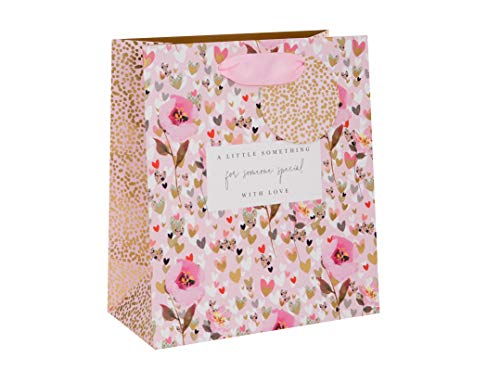 Glick Luxus-Geschenktüte, mittelgroße Geschenktüte, Feier-Geschenktüte, für einen besonderen Menschen, mit Liebesherzen und Blumen, Geschenkbeutel, 200 x 225 x 100 mm, mehrfarbig Glick Luxus-Geschenktüte, mittelgroße Geschenktüte, Feier-Geschenktüte, für einen besonderen Menschen, mit Liebesherzen und Blumen, Geschenkbeutel, 200 x 225 x 100 mm, mehrfarbig von Glick