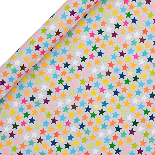 Glick Luxus Rolle Wrap, Sterne Happy Birthday Geschenkpapier, perfekt für Geschenkverpackungen, Kunst & Handwerk und mehr, 4 Meter x 700 mm, Papiersalatsterne, mehrfarbig von Glick