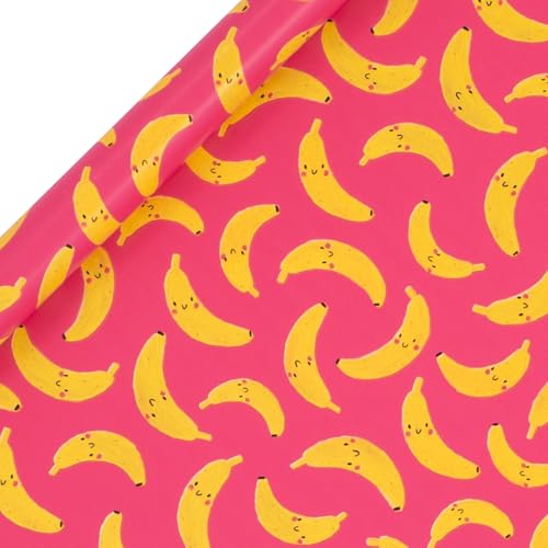 Glick Roll Wrap, Go Bananas, Geschenkpapier 4 Meter x 70 cm, geeignet für Geburtstage & andere Feiern von Glick