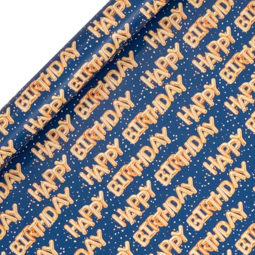 Glick Roll Wrap, Happy Birthday Helium Blau, Geschenkpapier 4 Meter x 70 cm, Geburtstagspapier für Ihn Glick Roll Wrap, Happy Birthday Helium Blau, Geschenkpapier 4 Meter x 70 cm, Geburtstagspapier für Ihn von Glick