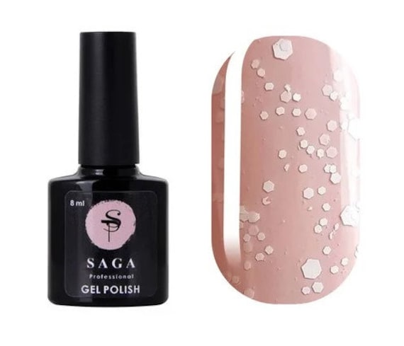 Saga Geometry Top Mantel Weiß Konfetti Dots Pailletten Cover Für Nail Art von Glifada