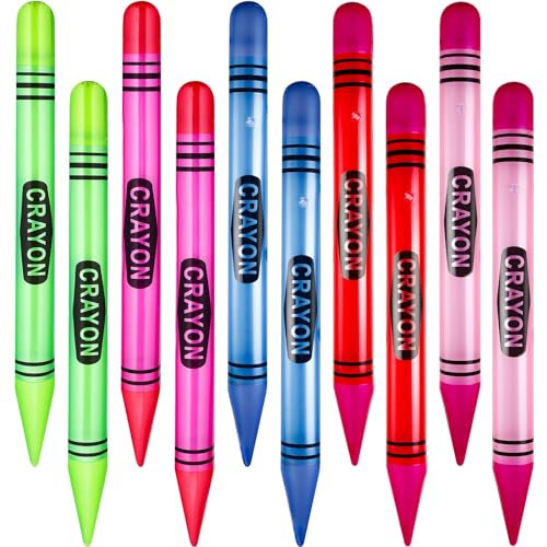 Glimin Aufblasbare Buntstifte, 100 Stück, 100 cm, Neonfarben, groß, zum Aufblasen von Buntstiften, Requisiten, Dekorationen, Kindergeburtstagsdekoration, Partygeschenk, 5 Farben von Glimin