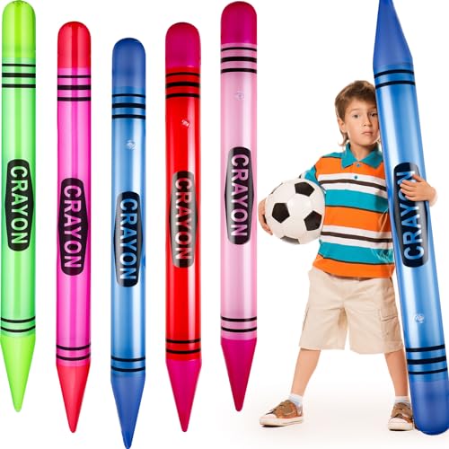 Glimin Aufblasbare Buntstifte, 100 cm hoch, Neonfarben, groß, zum Aufblasen geeignet, 5 Farben, 5 Stück von Glimin