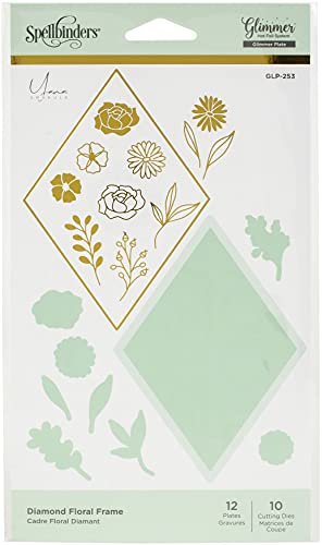 Glimmer GLP-253 Heißfolienteller/Stanzform mit Blumenmuster, Metall von Spellbinders