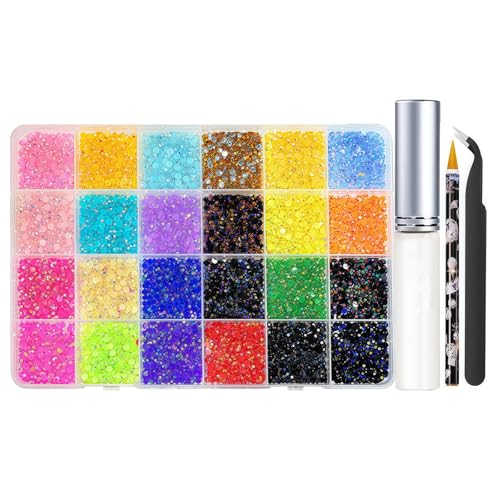 GlimmerStyle 20.000 Stück 24 Farben Nagel Gesicht Diamanten DIY Dekorationsmaterialien,Glitzersteine Gesicht,Strasssteine,Rhinestones von GlimmerStyle