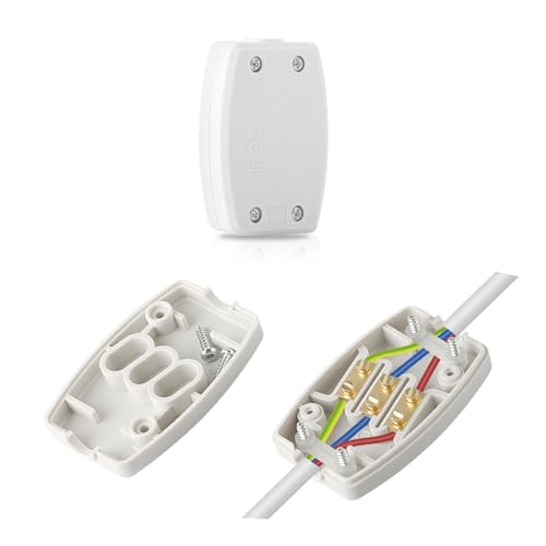 Elektrische Anschlussdose mit 3 Klemmen, 13 A, 250 V, Flex-Stecker für Innen- und Außenbeleuchtung, Netzteil, Weiß, 1 Stück von Glirowy