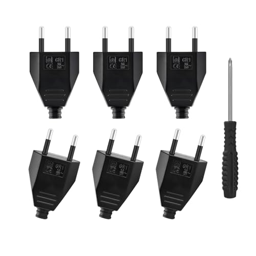 Stücke Eurokupplung Flach, Euro Kupplung 230v Flach,Schuko Kupplung Flach, Eurostecker Flach für Schuko Stecker Flach(Weiß),Kupplung 230V (Black, 6 Stücke) von Glirowy