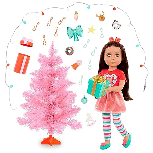 Glitter Girls – Deluxe Puppe mit Weihnachtszubehör – Bewegliche 36 cm Puppe mit Kleidung ind Zubehör – braunes langes Haar zum Frisieren – Weihnachtsbaum, Weihnachtsdekoration – Spielzeug ab 3 Jahren von Glitter Girls