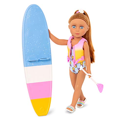 Glitter Girls - Tammy - 36 cm Bewegliche Puppe Tammy - Braunes Haar & Blaue Augen - Badeanzug, Paddleboard und Schwimmweste - Spielzeug, Kleidung, und Zubehör - Kinder ab 3 Jahren von Glitter Girls
