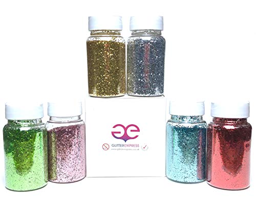 Glitterexpress Glitzer, für Haustiere, Rosa, Grün, Silber, Gold, Blau, Rot, 60 g, 6 Stück Glitterexpress Glitzer, für Haustiere, Rosa, Grün, Silber, Gold, Blau, Rot, 60 g, 6 Stück von Glitterexpress