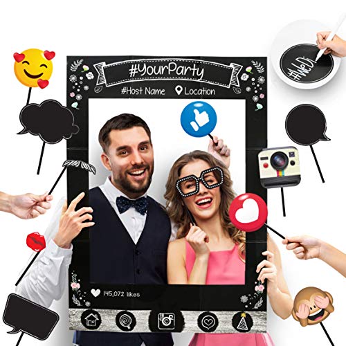 Thema Sozialen Medien Party Foto-Stand Rahmen mit Emoji & Personalisierten Sprechblasen Requisiten. Vintage Fotografie Hintergrund für Geburtstag, Jahrestag, Hochzeitsbedarf Event Dekoration von Glittery Garden
