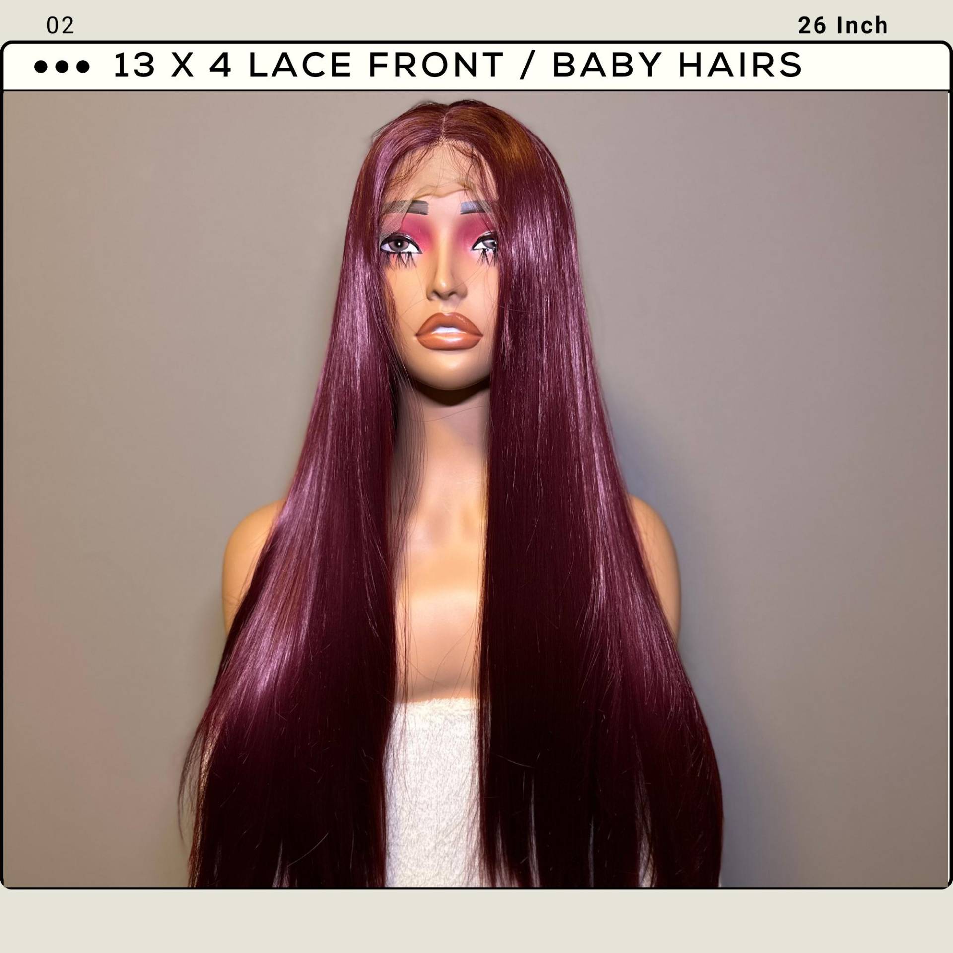 Mesh-Spitzenfront Lange Gerade Burgund Perücke Mit Baby-Haaren, 26 "' Cosplay % 100 Handgemachte Spitze, Hitzebeständige Perücken Mesh-Spitzenfront Lange Gerade Burgund Perücke Mit Baby-Haaren, 26 "' Cosplay % 100 Handgemachte Spitze, Hitzebeständige Perücken von GlitzWigs