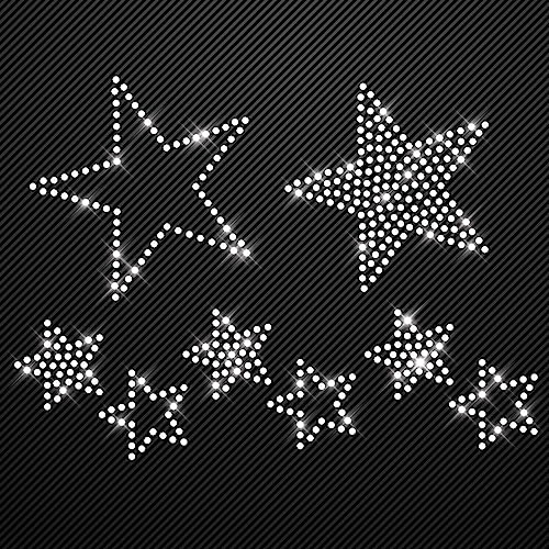 Glitzerdeals Bügelbilder 8 Sterne kristall aus Strass Applikation zum Aufbügeln Aufbügler Bügelmotiv Strass Bügelbild Karneval Kostüm Hot-fix iron-on-transfer von Glitzerdeals