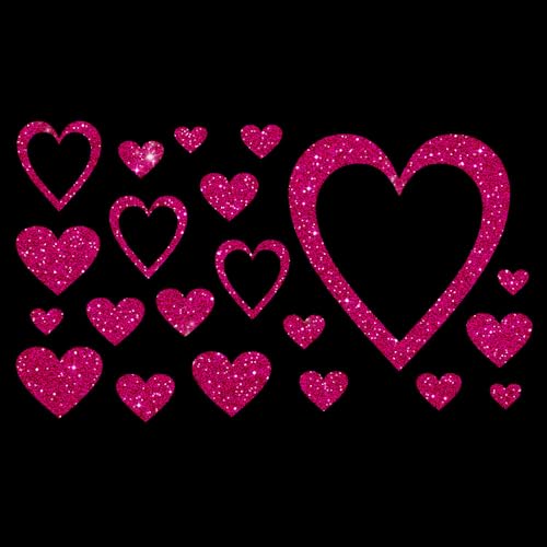Glitzerdeals Bügelbilder Glitzer Bügelbilder Karneval Herzen Herz Aufbügler für Textilien Karneval Kostüm Herzen Bügelflicken Herz Fasching Patch zum Aufbügeln Herzen pink von Glitzerdeals