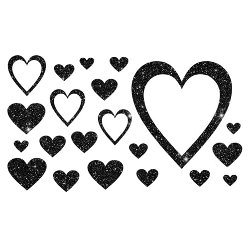 Glitzerdeals Bügelbilder Glitzer Bügelbilder Karneval Herzen Herz Aufbügler für Textilien Karneval Kostüm Herzen Bügelflicken Herz Fasching Patch zum Aufbügeln Herzen schwarz von Glitzerdeals
