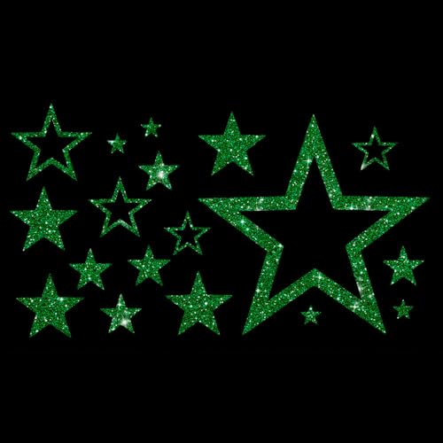 Glitzerdeals Bügelbilder Glitzer Bügelbilder Karneval Sterne Stern Aufbügler für Textilien Karneval Kostüm Sterne Bügelflicken Stern Fasching Patch zum Aufbügeln Sterne grün von Glitzerdeals